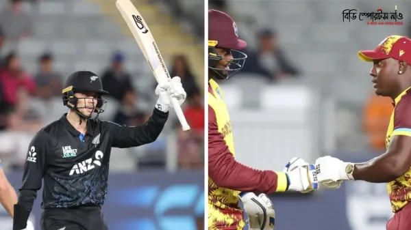 নিউজিল্যান্ড বনাম ওয়েস্ট ইন্ডিজ, নিউজিল্যান্ড ক্রিকেট, ওয়েস্ট ইন্ডিজ ক্রিকেট, মার্ক চাপম্যান, ইশ সোধি, মিচেল স্যান্টনার, Rovman Powell, Kyle Jamieson, New Zealand vs West Indies 2025, NZ vs WI highlights, cricket news